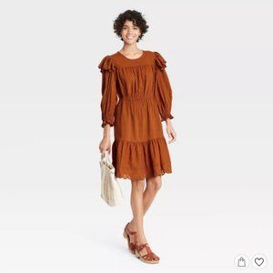 Women's Ruffle Long Sleeve Ruffle Dress